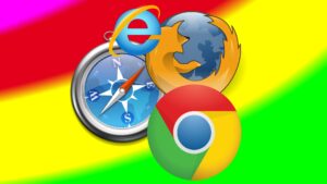 Logo: Microsoft Internet Explorer, Mozilla Firefox, Apple Safari, Google Chrome